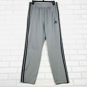Youth Adidas Track Pants Gray Snap Button Side Stripes Athletic Joggers‎ Size L
